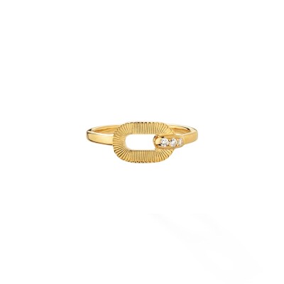 Bague Arthus Bertrand Ruban en or jaune polie et diamants T54