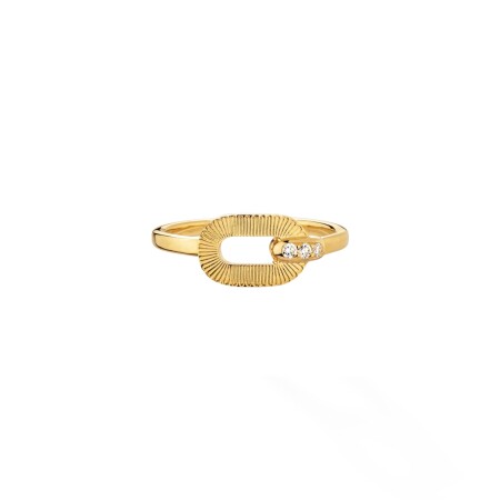 Bague Arthus Bertrand Ruban en or jaune polie et diamants T54