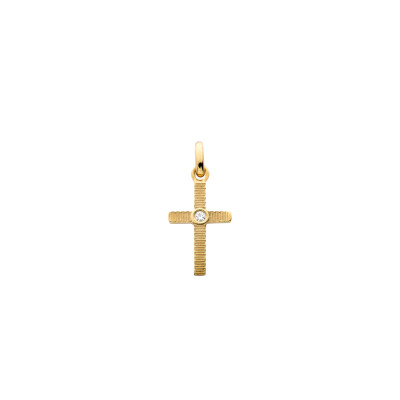 Pendentif Croix Arthus Bertrand Ruban en or jaune et diamant