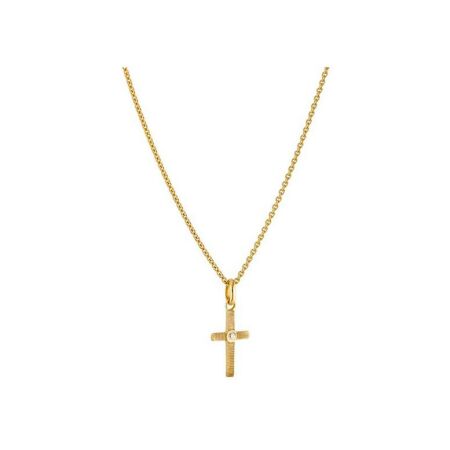 Arthus Bertrand cross pendant, yellow gold and diamond