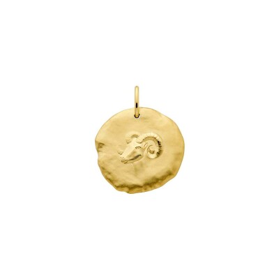 Médaille Arthus Bertrand Astro Bélier en or jaune sablé, 23 mm