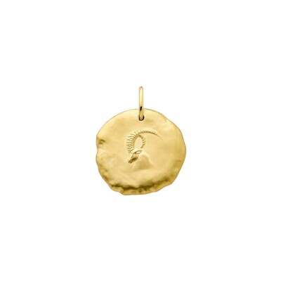 Médaille Arthus Bertrand Astro Capricorne en or jaune sablé, 23 mm