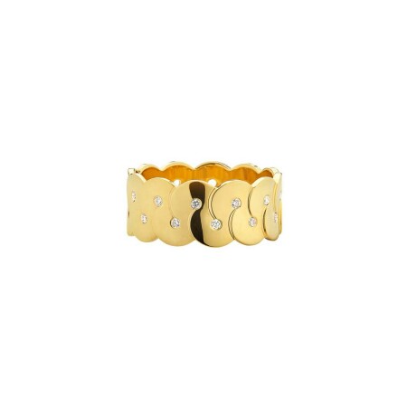 Bague Arthus Bertrand motif enlacé 8mm en or jaune et diamants, taille 54