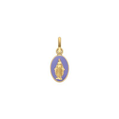 Médaille Arthus Bertrand Les Miraculeuses laque lilas en or jaune, 10 mm