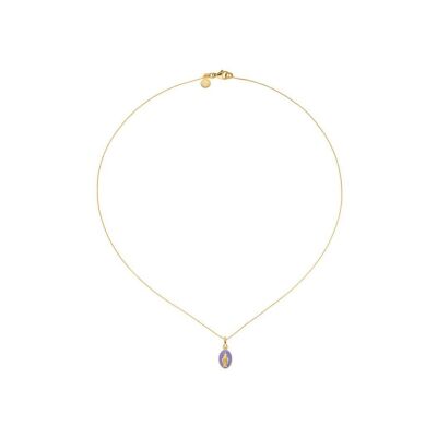 Médaille Arthus Bertrand Les Miraculeuses laque lilas en or jaune, 10 mm