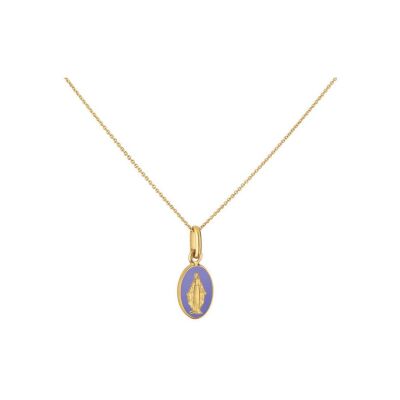 Médaille Arthus Bertrand Les Miraculeuses laque lilas en or jaune, 10 mm