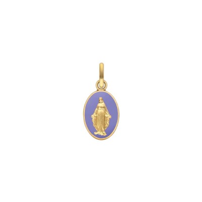 Médaille Arthus Bertrand Les Miraculeuses laque lilas en or jaune, 13 mm