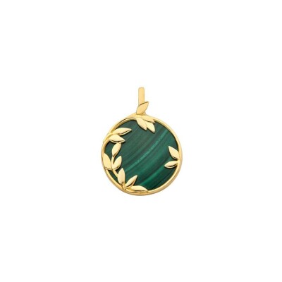 Médaille Arthus Bertrand Les allegories Flora en or jaune et malachite, 16 mm