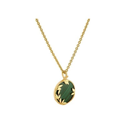 Médaille Arthus Bertrand Les allegories Flora en or jaune et malachite, 16 mm