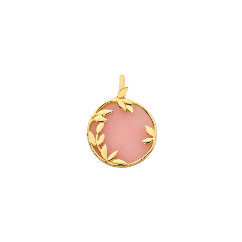 Arthus Bertrand Flora medal, polish yellow gold and pink opal