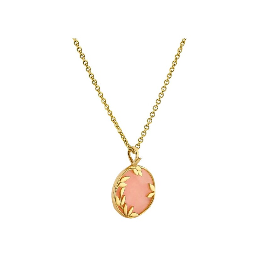 Arthus Bertrand Flora medal, polish yellow gold and pink opal