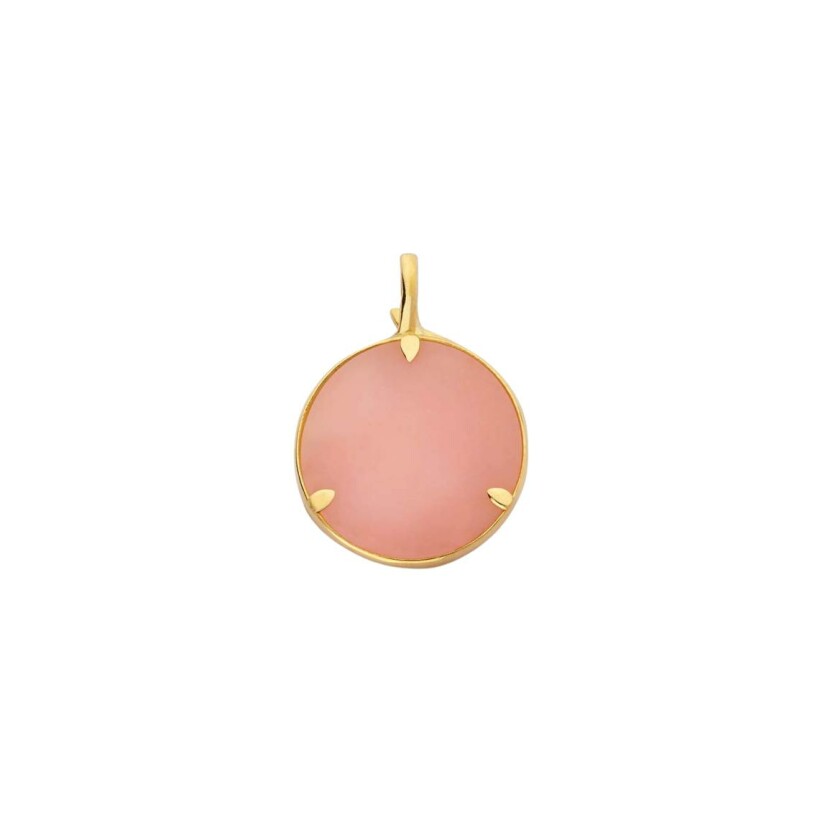 Arthus Bertrand Flora medal, polish yellow gold and pink opal