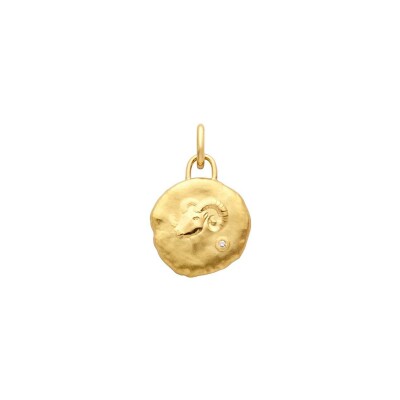 Médaille Arthus Bertrand Astro Bélier en or jaune et diamant, 15 mm