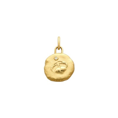 Médaille Arthus Bertrand Astro Cancer en or jaune et diamant, 15 mm