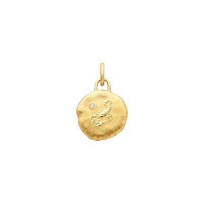 Médaille Arthus Bertrand Astro Scorpion en or jaune et diamant, 15 mm
