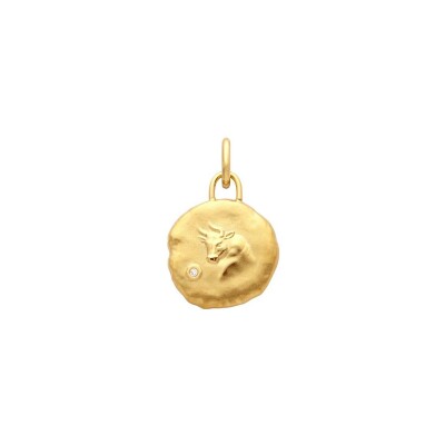 Médaille Arthus Bertrand Astro Taureau en or jaune et diamant, 15 mm