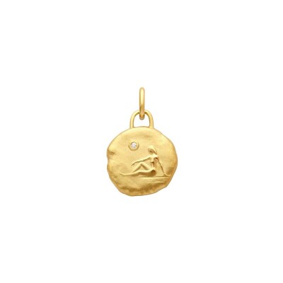 Médaille Arthus Bertrand Astro Vierge en or jaune et diamant, 15 mm