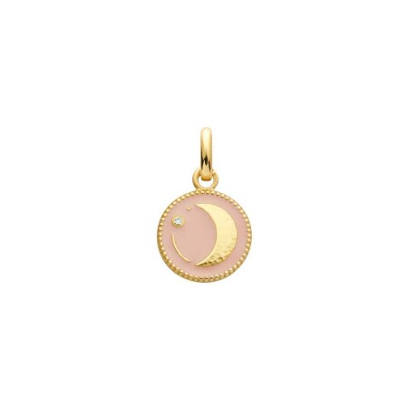 Médaille Arthus Bertrand Ma Mini Médaille Lune 10mm en or jaune et diamant