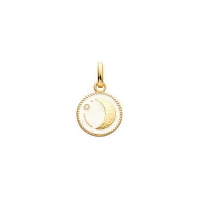 Médaille Arthus Bertrand Ma Mini Médaille Lune 10mm en or jaune et diamant