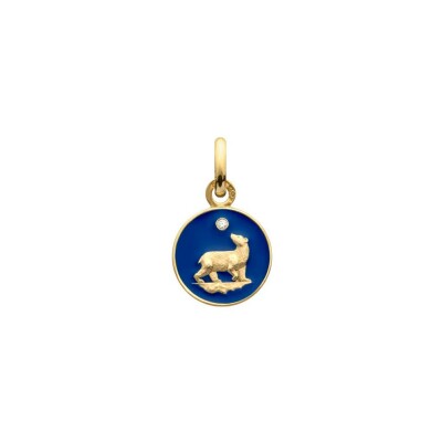 Médaille Arthus Bertrand Ma Mini Médaille Ours bleu marine en or jaune et diamant, 10 mm