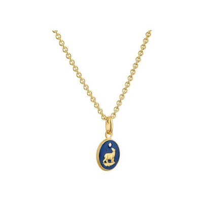 Médaille Arthus Bertrand Ma Mini Médaille Ours bleu marine en or jaune et diamant, 10 mm