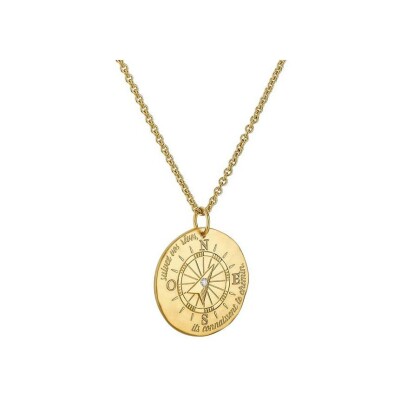 Médaille Arthus Bertrand Comédie Boussole en or jaune et diamant, 23 mm