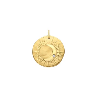 Médaille Arthus Bertrand Comédie éclipse en or jaune et diamant 0.025ct, 23mm