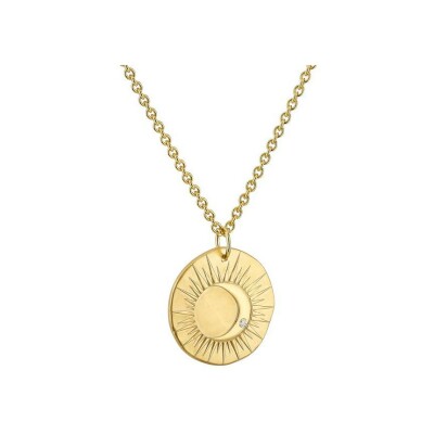 Médaille Arthus Bertrand Comédie éclipse en or jaune et diamant 0.025ct, 23mm
