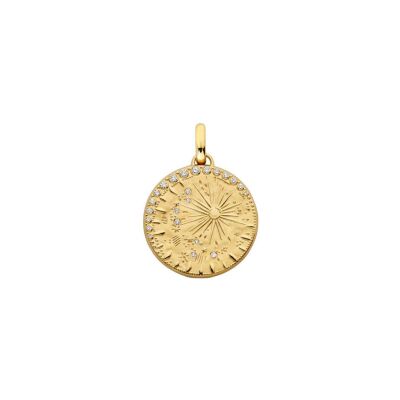 Médaille Arthus Bertrand Pluie d'étoiles en or jaune poli et diamant, 23 mm