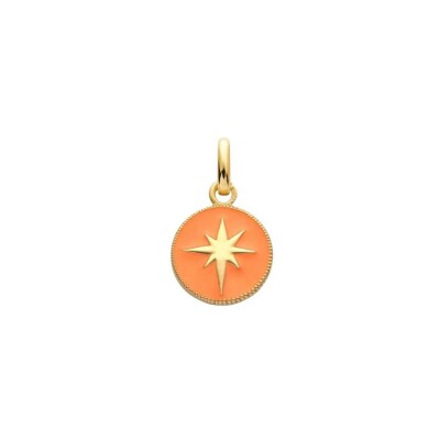 Médaille Arthus Bertrand Ma Mini Médaille en or jaune poli et laque orange, 10 mm