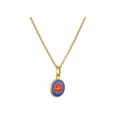 Arthus Bertrand My Mini Poppy Medal in yellow gold, 10 mm - Royal blue