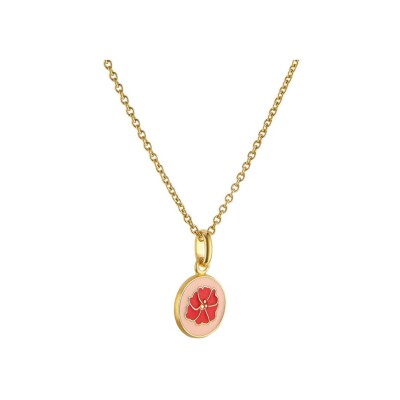 Arthus Bertrand My Mini Poppy Medal in yellow gold, 10 mm - Powder pink