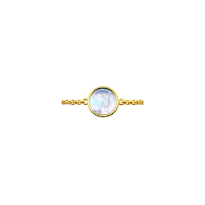 Arthus Bertrand young virgin chain bracelet, mother-of-pearl, jaseron chain 14cm, yellow gold