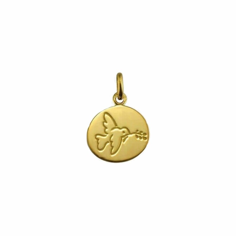 Médaille Arthus Bertrand Pendentif Baby Colombe Galet 14 mm or jaune poli