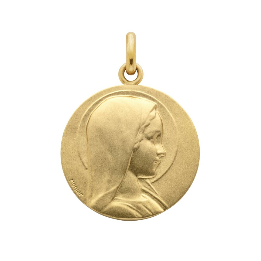 Arthus Bertrand young virgin medal, 18mm, sandblasted yellow gold