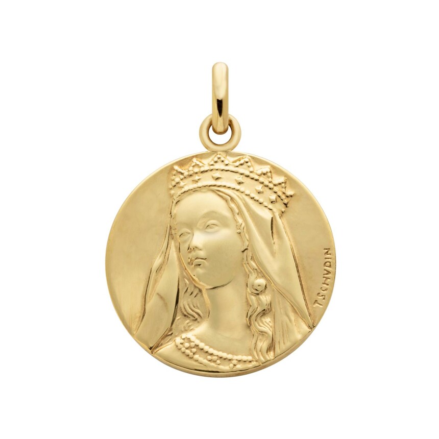 Arthus Bertrand Our Lady of Grace medal, 18mm, polished yellow gold