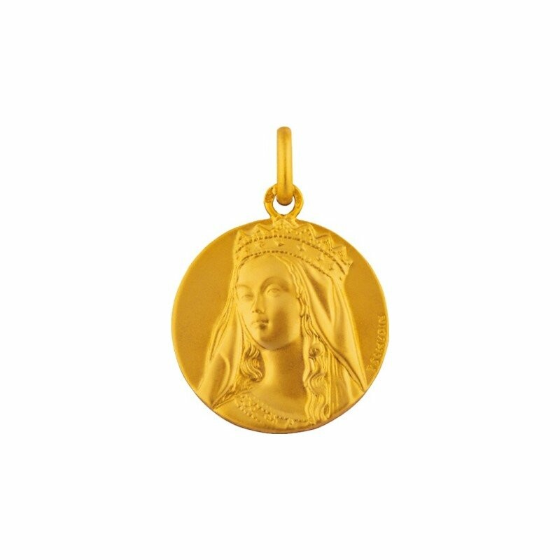 Arthus Bertrand Our Lady of Grace medal, 18mm, sandblasted yellow gold