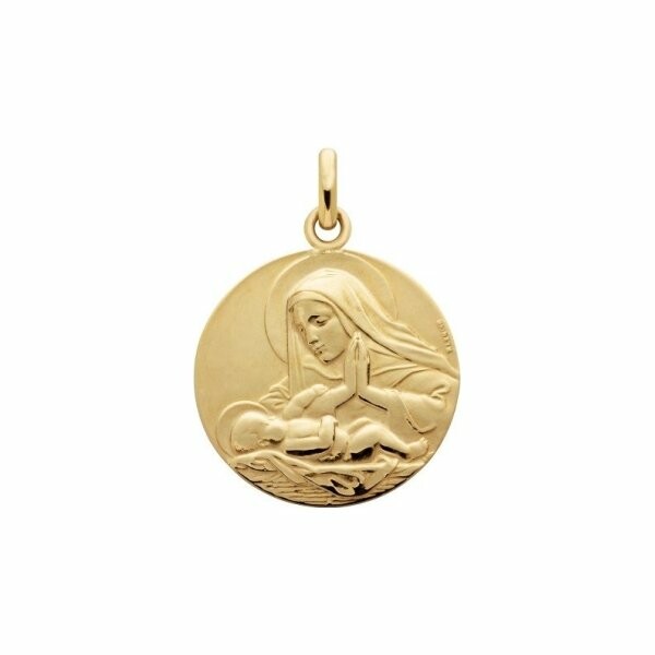 Médaille Arthus Bertrand Vierge Adorant F. mince 18 mm or jaune poli