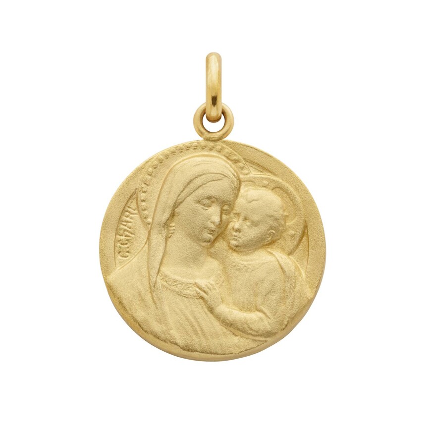 Arthus Bertrand Our Lady of Good Counsel medal, 18mm, sasndblasted yellow gold