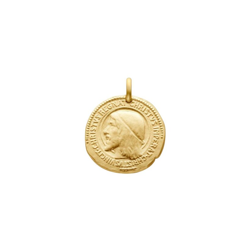 Médaille Arthus Bertrand Christ Roi 2 faces en or jaune sablé, 18 mm