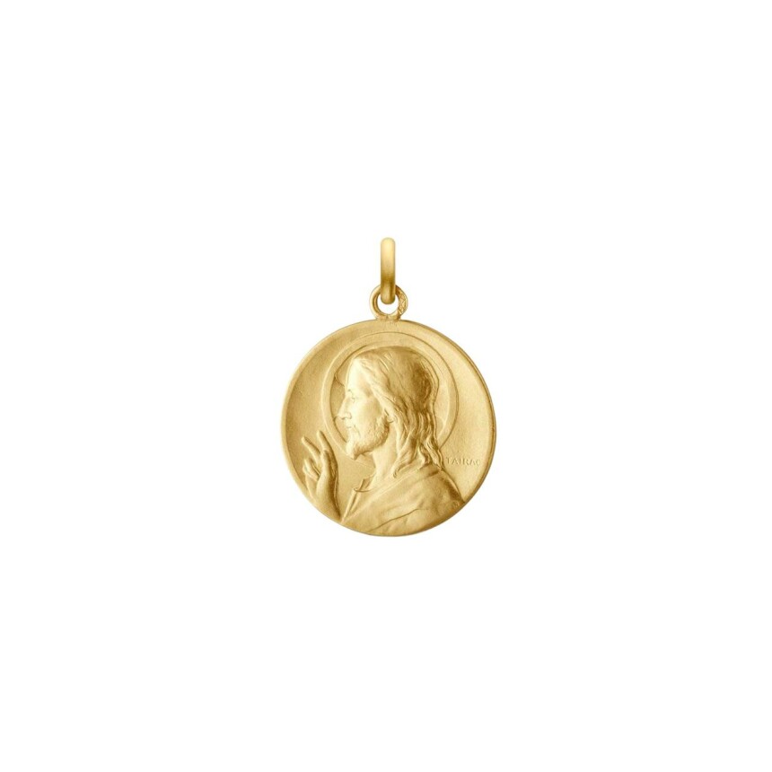 Arthus Bertrand Christ blessing medal, 18mm, polished yellow gold