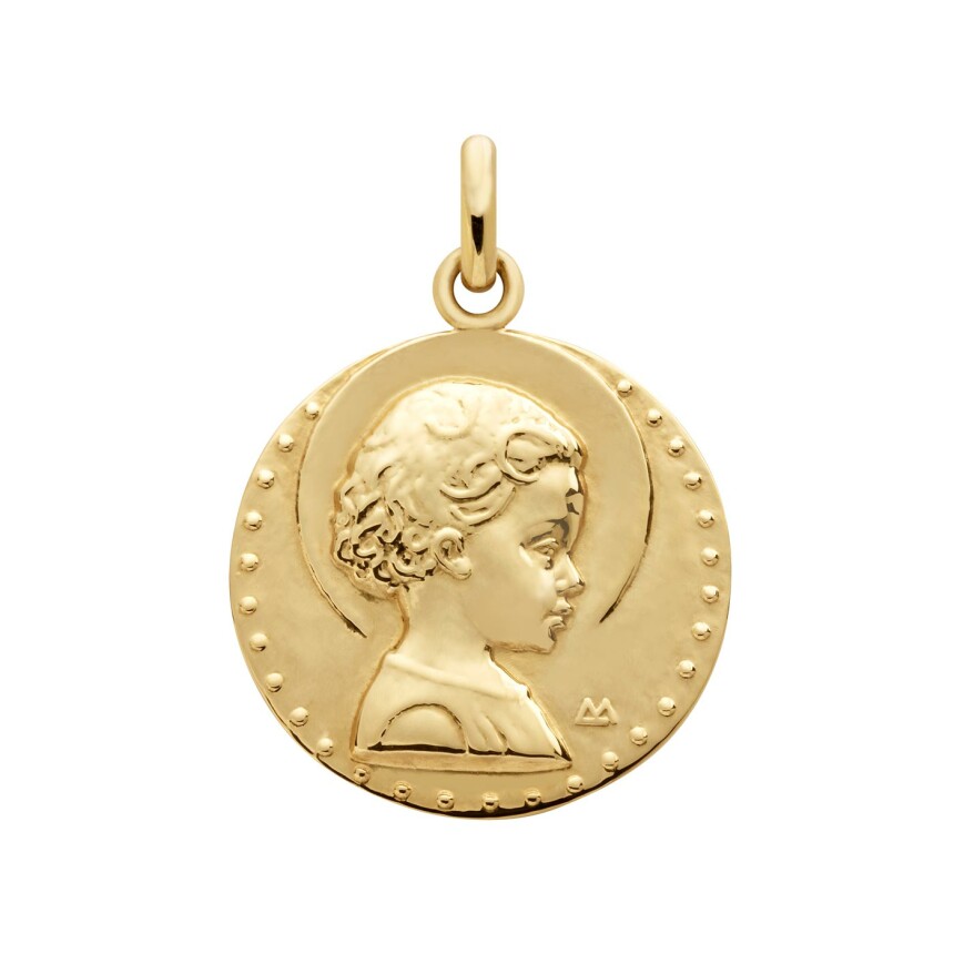 Arthus Bertrand christening medallion, yellow gold baby Jesus, 18mm