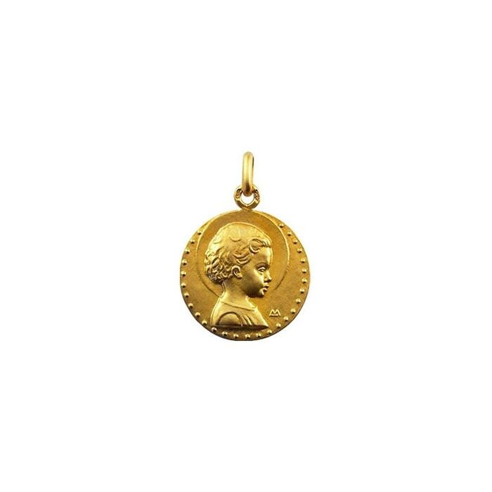 Médaille Arthus Bertrand Jésus Enfant 18 mm or jaune sablé