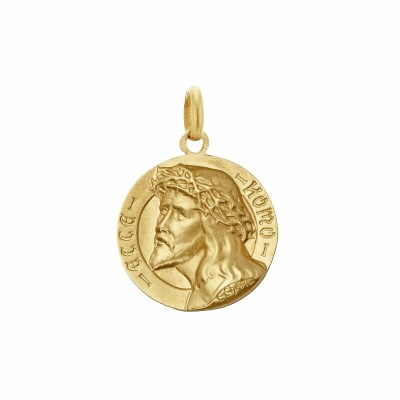 Médaille Arthus Bertrand Christ Ecce Homo 18 mm or jaune sablé