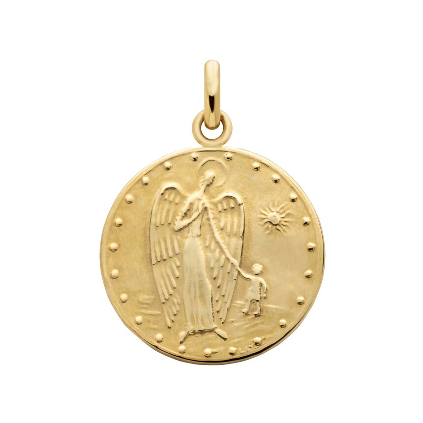 Arthus Bertrand Lay's Guardian Angel medal, 18 mm, polished yellow gold