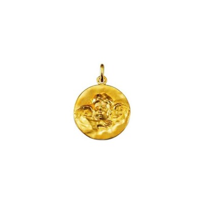 Arthus Bertrand Robida's angel medal, 18mm, sandblasted yellow gold