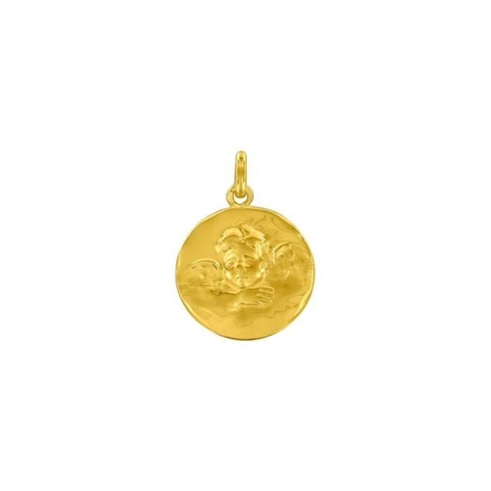 Arthus Bertrand Robida's angel medal, 18mm, polished yellow gold