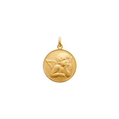 Médaille Arthus Bertrand Ange de Raphael en or jaune sablé, 14 mm