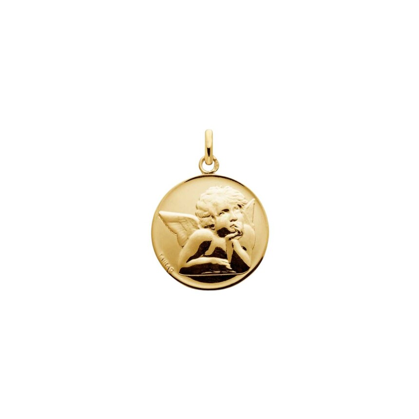 Arthus Bertrand Raphael's angel medal, 18mm, polished yellow gold