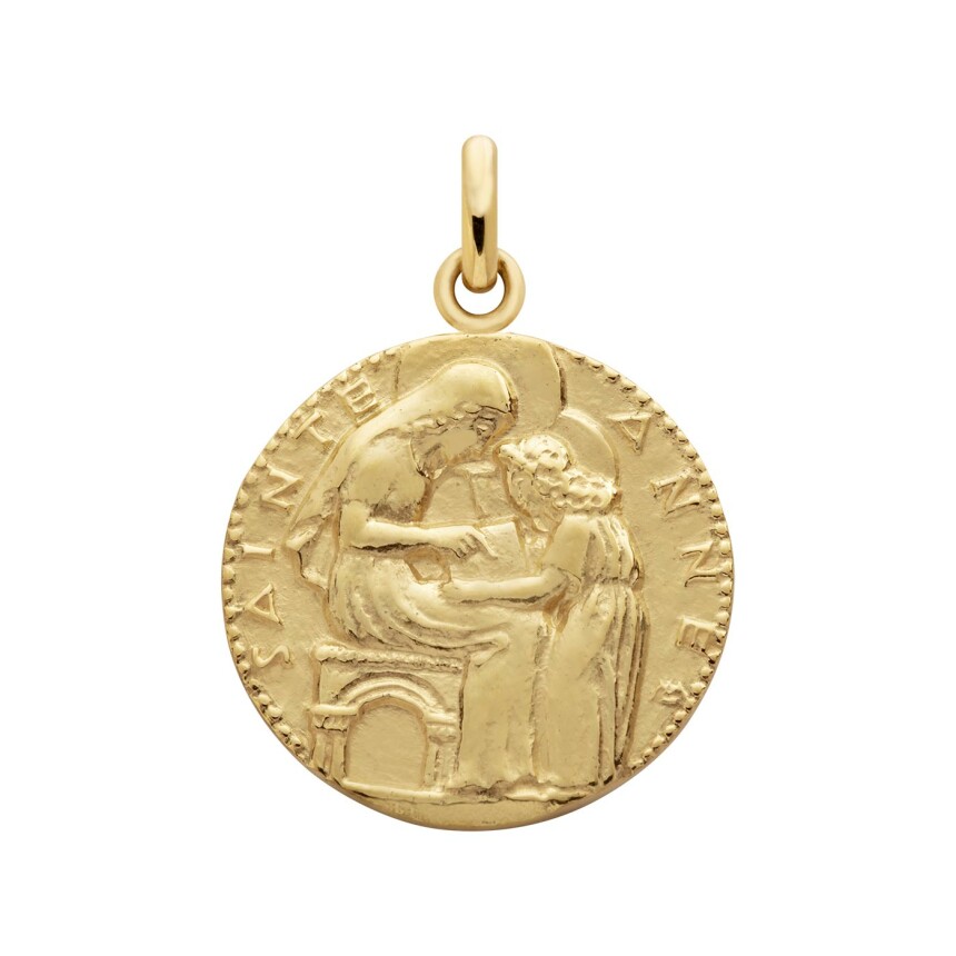 Arthus Bertrand Sainte Anne of Muller medal, 18mm, polished yellow gold